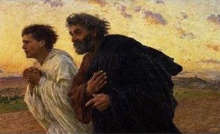 Eugene Burnand The Disciples Peter and John Running to the Sepulchre on the Morning of the Resurrection, c.1898 oil painting picture